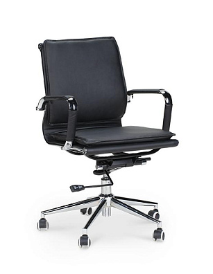 Кресло офисное / Харман LB / (black) хром / черная экокожа