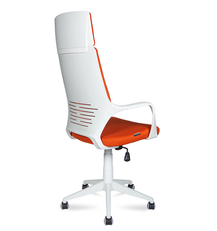 Кресло офисное / IQ / (White plastic orange) белый пластик /оранжевая ткань