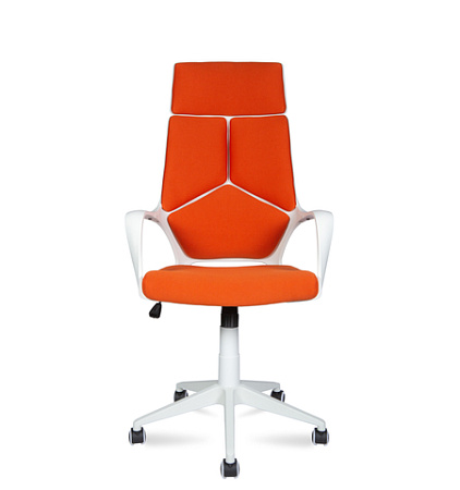 Кресло офисное / IQ / (White plastic orange) белый пластик /оранжевая ткань